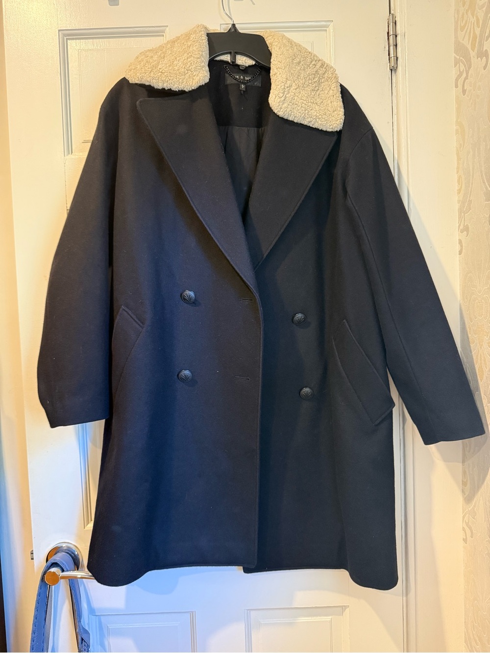 Rag & Bone Mina CocoonWool-Blend Coat with Sherpa Collar